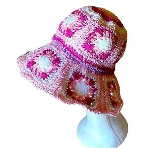 STEVE MADDEN Crochet Straw Paper Wide Brim Hat Bohemian OS NEW Sun Ready